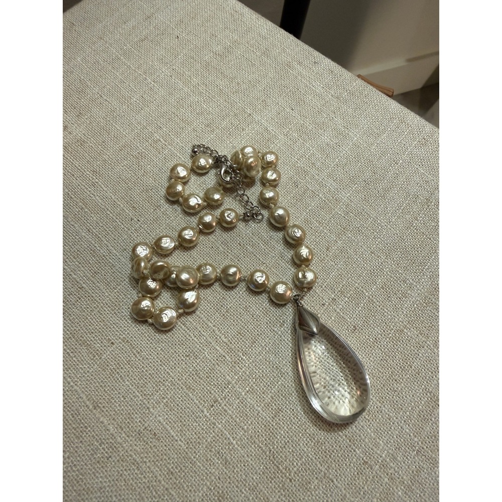 pearl and glass teardrop necklace strand victorian statement bridgerton‎ style
